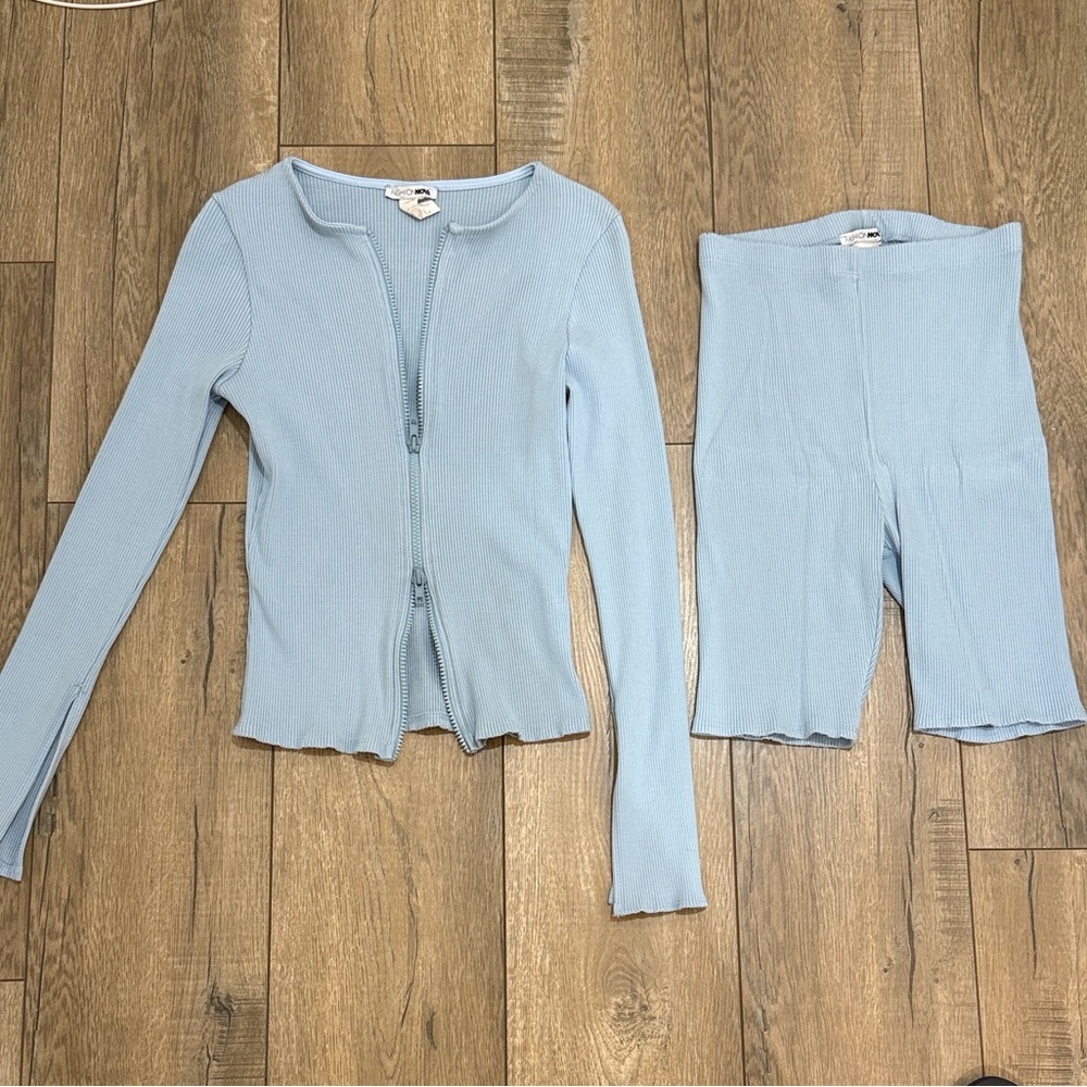 Fashion Nova Light Blue Ribbed Dress